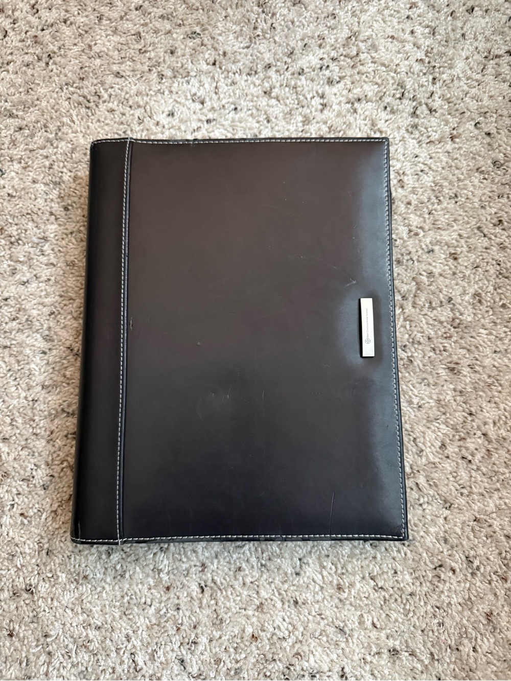 Bayer Environmental Science Dark Brown Leather Zippered 3-Ring Binder Portfolio